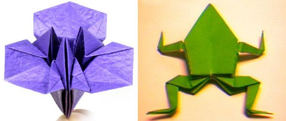 Оригами цветка ириса и лягушки