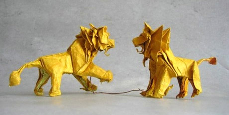 Оригами львов