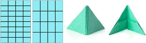 Сложение модуля в оригами из цветной бумаги